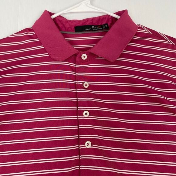 RLX Ralph Lauren Polo Shirt Mens XXL  Pink Striped Short Sleeve Stretch Adult - Picture 6 of 9